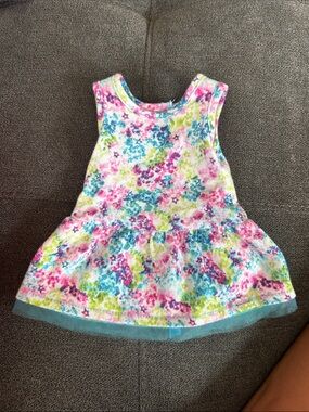 American Girl Floral Peplum Dress in Pink Blue Green